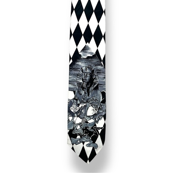 Warner Bros. Other - 3/$20 💥 Vintage 1995 Looney Tunes Mens Tie Warner Bros. Black & White Diamond